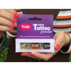 Csillámpor szett 3 x 2,5 ml Óarany, Világosbarna, Barna