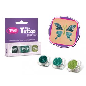   Csillámpor szett 3 x 2,5 ml Sötét türkizzöld, Világos türkizzöld, Aranyzöld