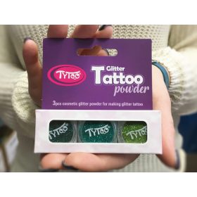   Csillámpor szett 3 x 2,5 ml Sötét türkizzöld, Világos türkizzöld, Aranyzöld