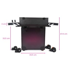 Többfunkciós 4 kerekű kozmetikai bőrönd (fekete)