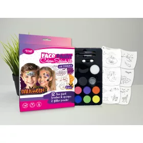 Halloween Arcfesték szett (6db mosaic sablonnal)