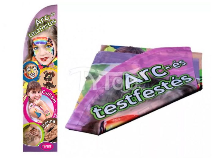 Cápazászló Arc-és testfestés mintákkal 350x80cm