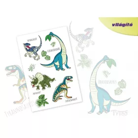    Világító Kék és Zöld Dinoszauruszok Matrica Tetoválás